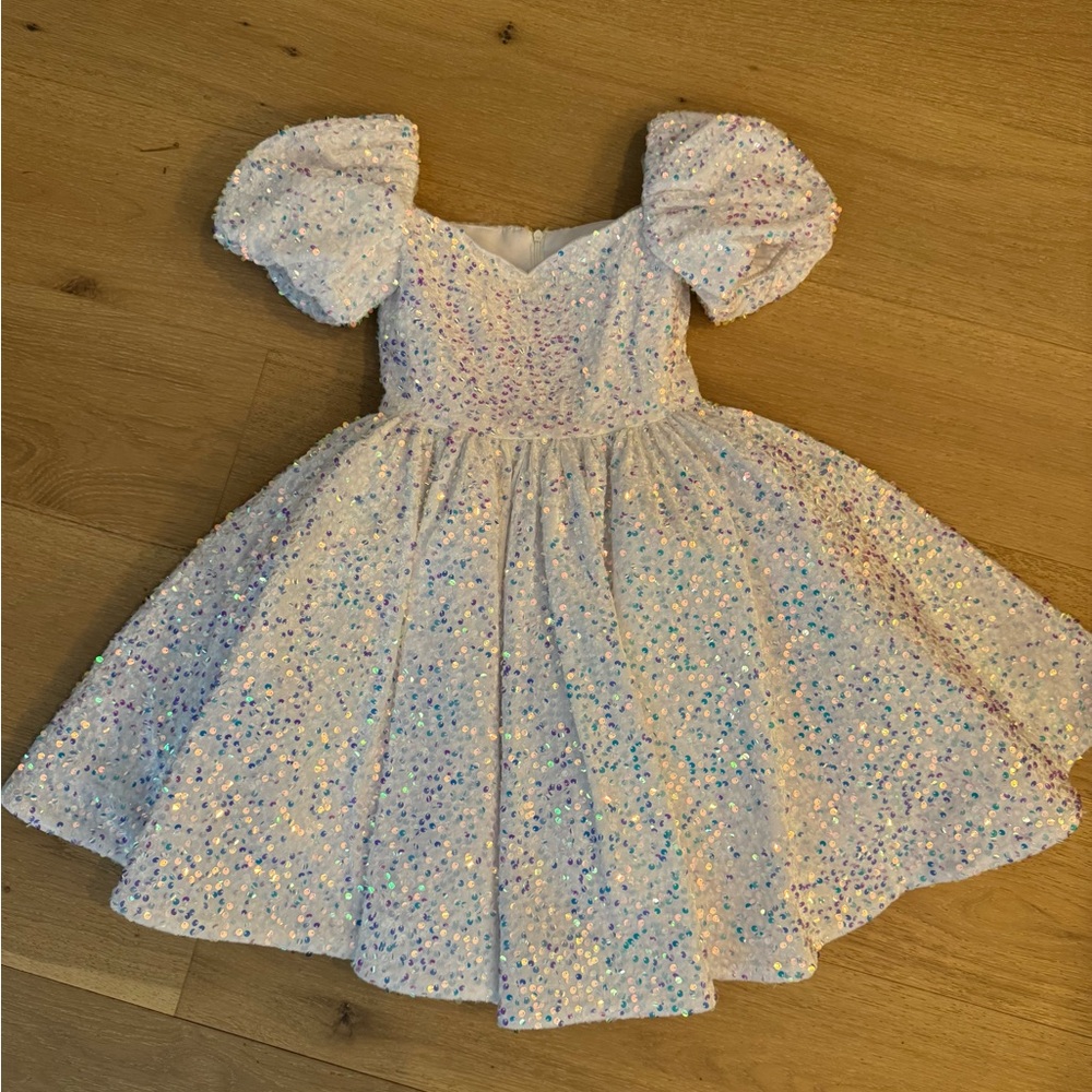 White sequin cocktail Dress